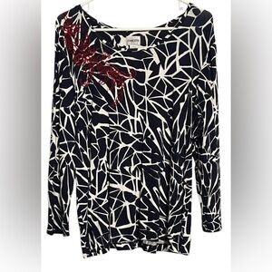CHICOS blouse for women size:2 printed color:blue/white